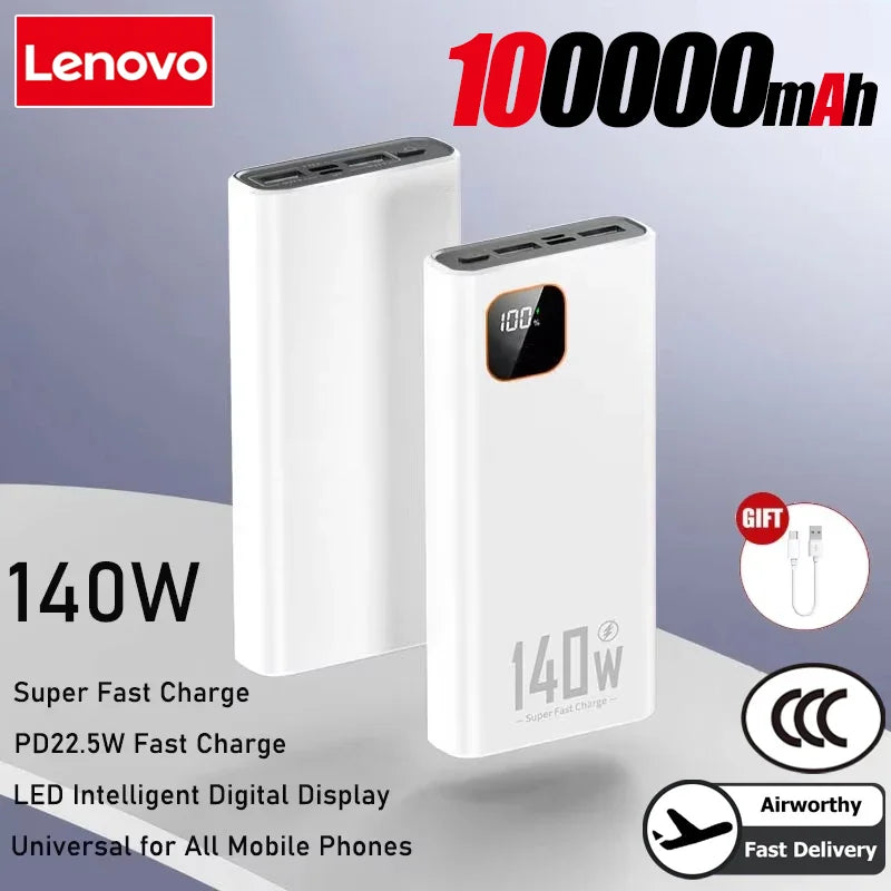 LENOVO 140W Power Bank High Capacity Portable Charger with Fast Charging & Display