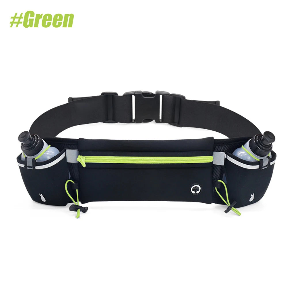 Multipurpose Running Belt with Two Water Bottles, Adjustable Waist Pack for Hiking, and Running