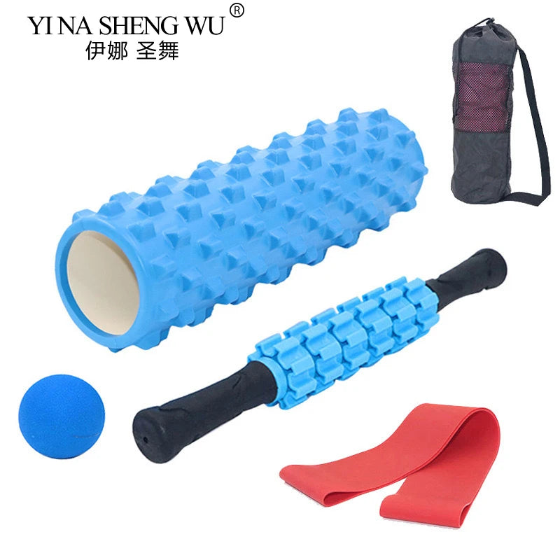 5-Pce Foam Roller Set | Deep Tissue Massage Kit with Column, Massage Stick, Fascia Ball & Band, 33cm