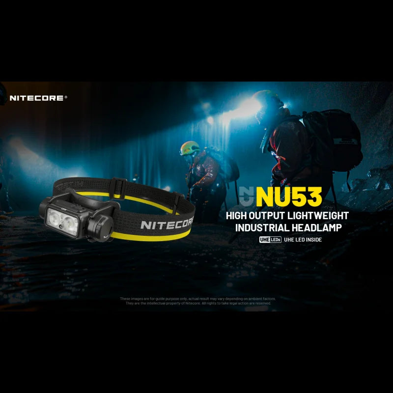 NITECORE NU53 Rechargeable Headlamp – 1800 Lumens, 6000mAh Battery, Ultra-Wide Beam