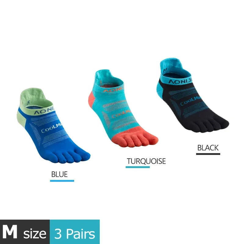 AONIJIE E4801/E4802 Five-Toe Running Socks Low Cut Athletic Toe Socks 3-Pack