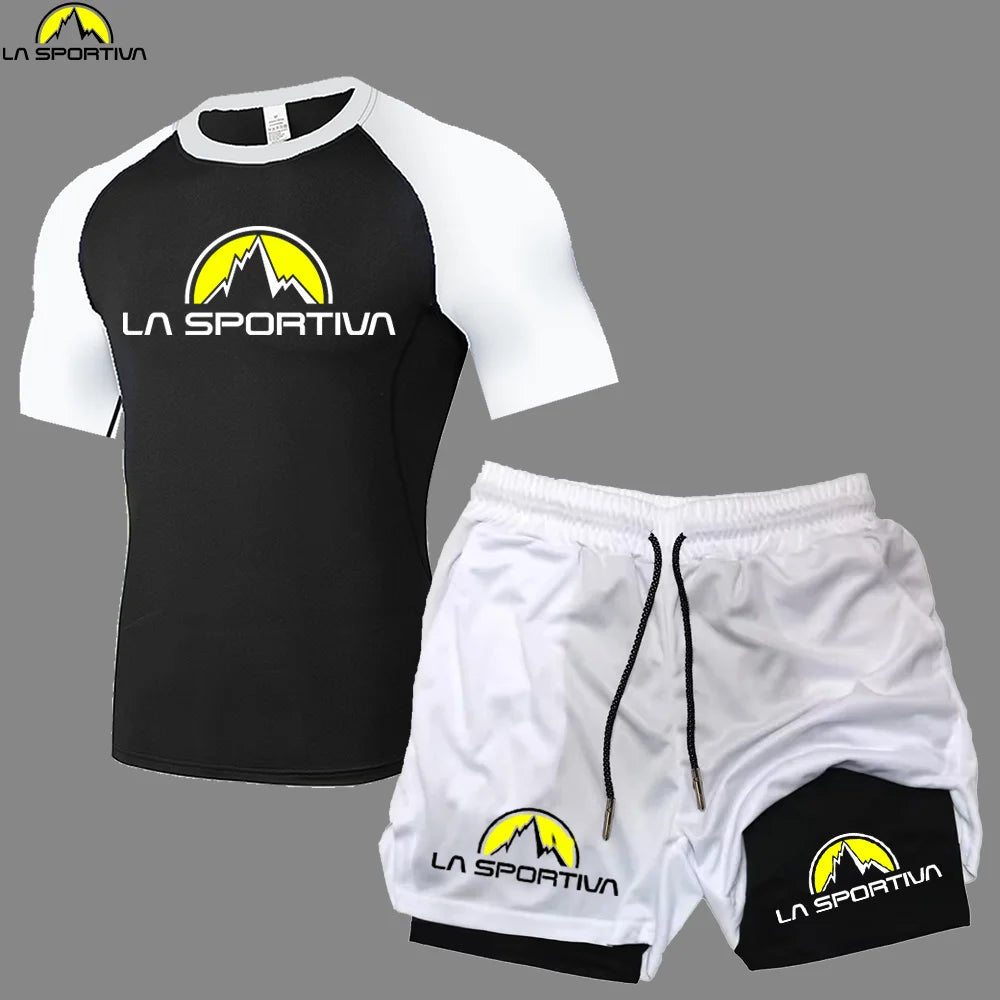 LA SPORTIVA Men’s Compression T-Shirt Set – Quick-Dry Two-Colour Fitness Top