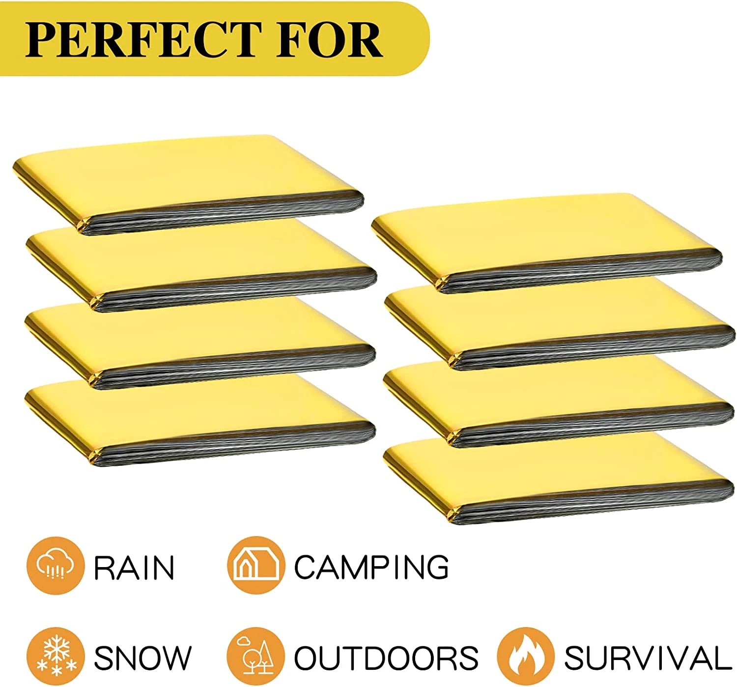 Outdoor Emergency Survival Blanket Gold-Silver Thermal Foil 130 × 210cm