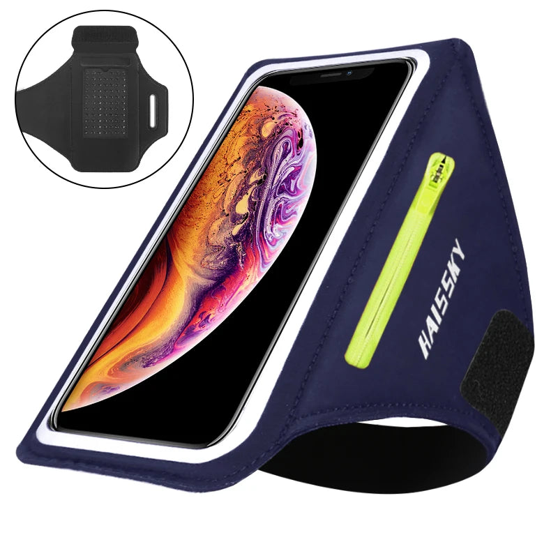 HAISSKY Running Sport Armband with Zipper Pocket for iPhone & Samsung