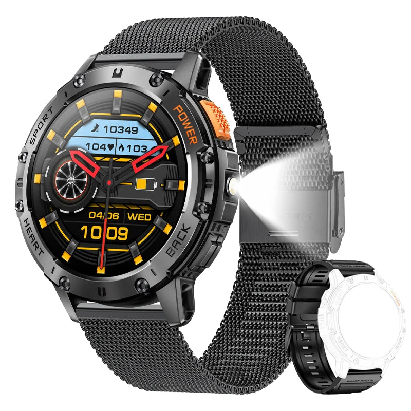SUNKTA AMOLED Smart Watch for Men with Bluetooth Call, Fitness Tracking & Flashlight