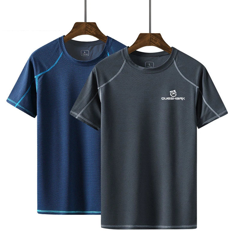 QUESHARK Men’s Quick Dry Running T-Shirt – Ultralight Breathable Gym Fitness Top