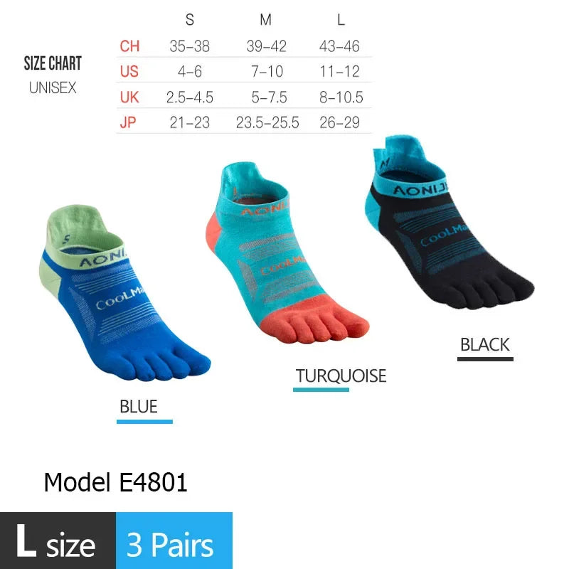 AONIJIE Five-Toe Running Socks Low Cut & Quarter Athletic Toe Socks