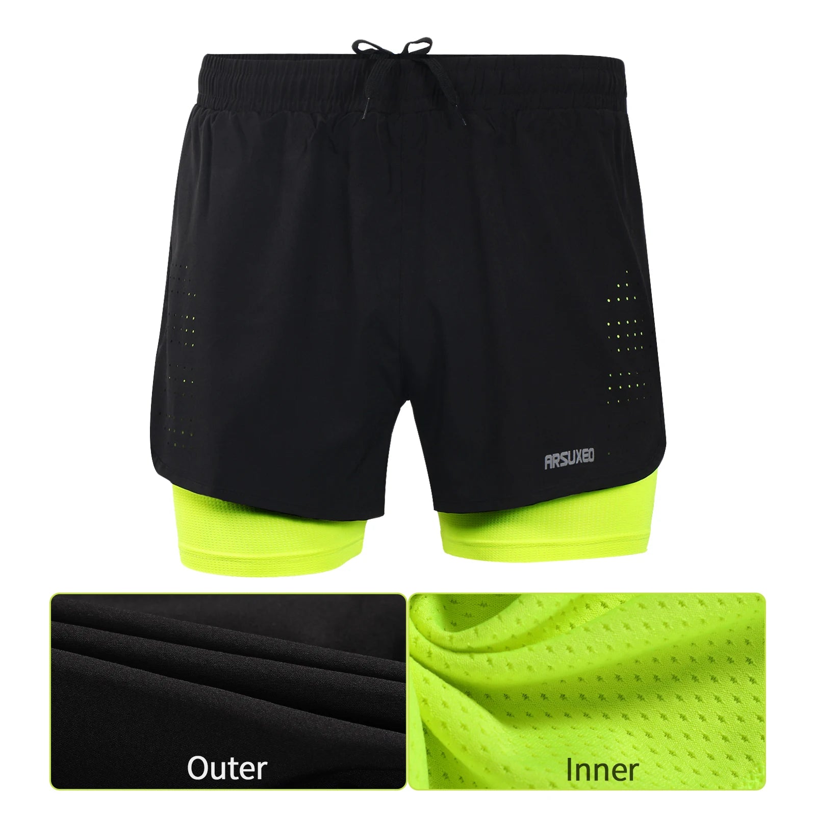 ARSUXEO Men's 2-in-1 Running Shorts with Compression Liner Quick Dry Gym Training Shorts