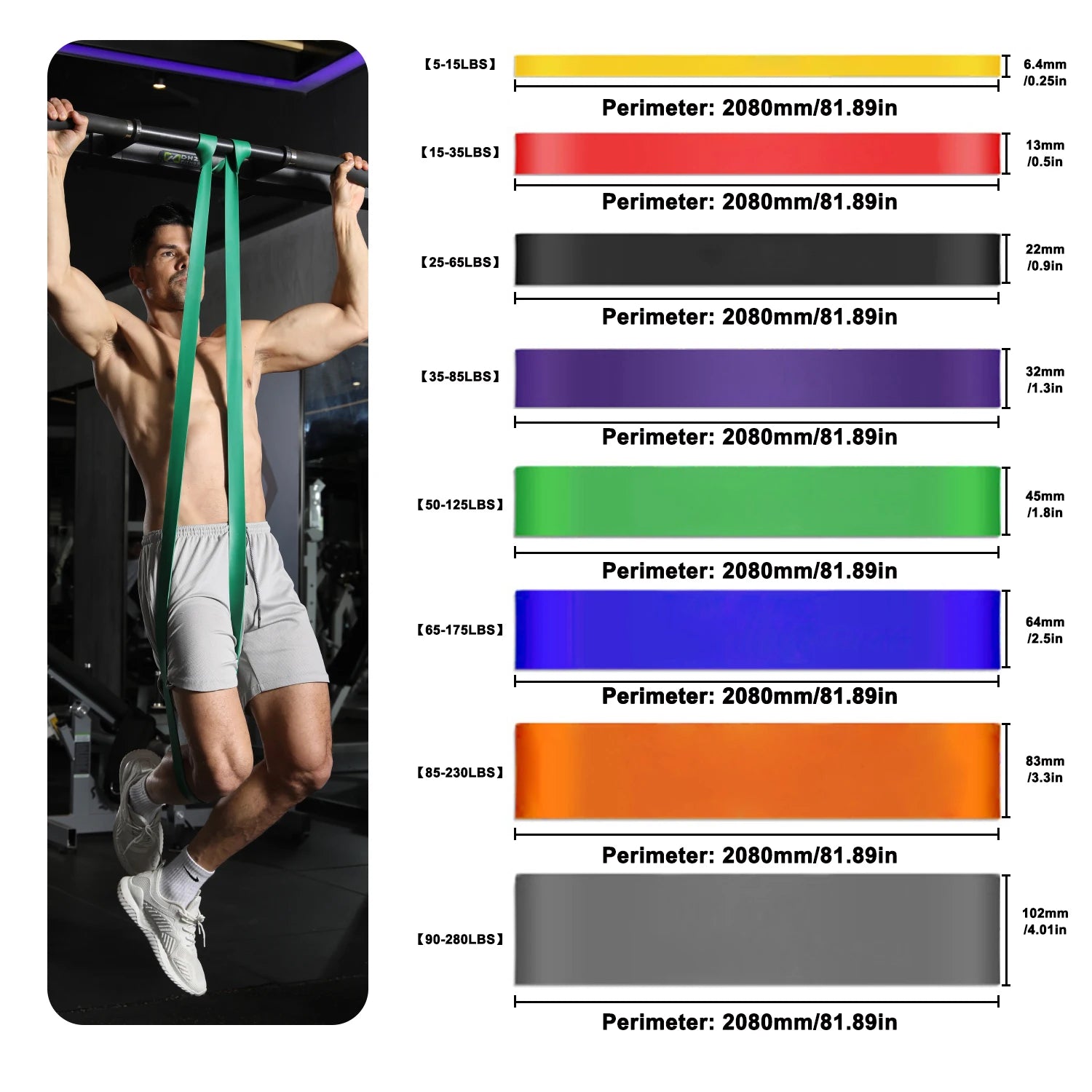 Elastic Resistance Bands, Pull-Up Assist and Strength Training for Home, Runners or Gym Workouts