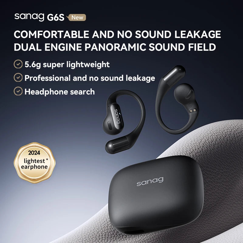 SANAG Open-Ear Wireless Headphones – Lightweight Bluetooth 5.3 with Mic & Low Latency