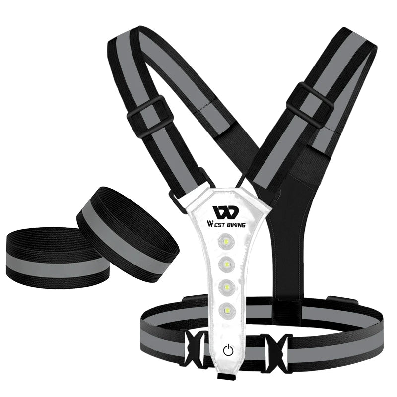 USB Rechargeable LED Reflective Vest | Adjustable High Visibility Safety Vest for Night Running