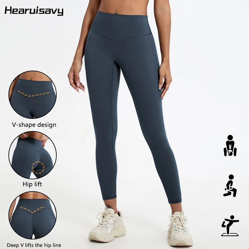 HEARUISAVY High Waist Gym Leggings Quick Dry Compression Yoga Pants Women