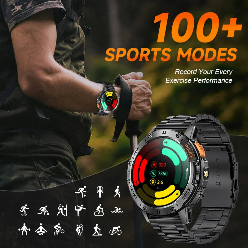 SUNKTA AMOLED Smart Watch for Men with Bluetooth Call, Fitness Tracking & Flashlight