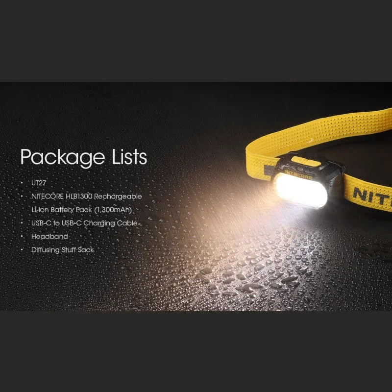 NITECORE UT27 Rechargeable Headlamp – 800 Lumens, Dual Beam, Lightweight Design