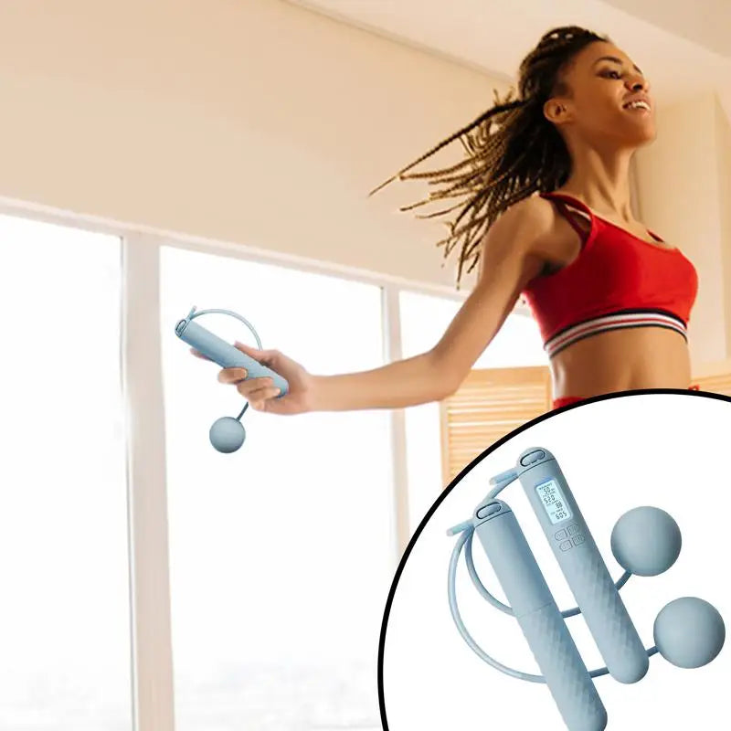 Cordless Weighted Jump Rope with Smart Counter | Ropeless Skipping for Home or Gym Fitness