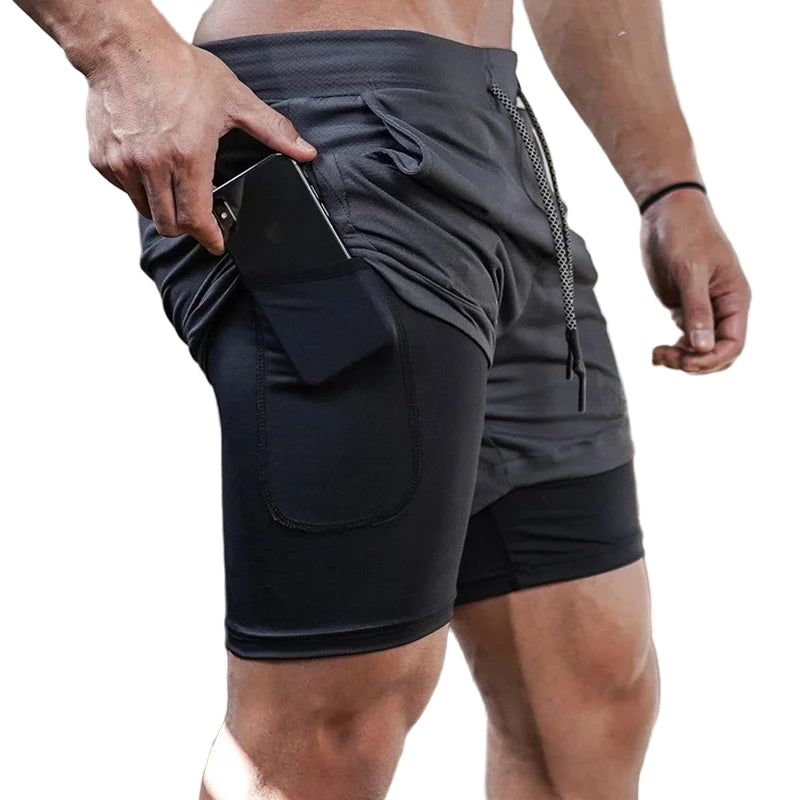 GACAYALL Men’s Camo Running Shorts 2-in-1 Quick Dry Gym Training Shorts