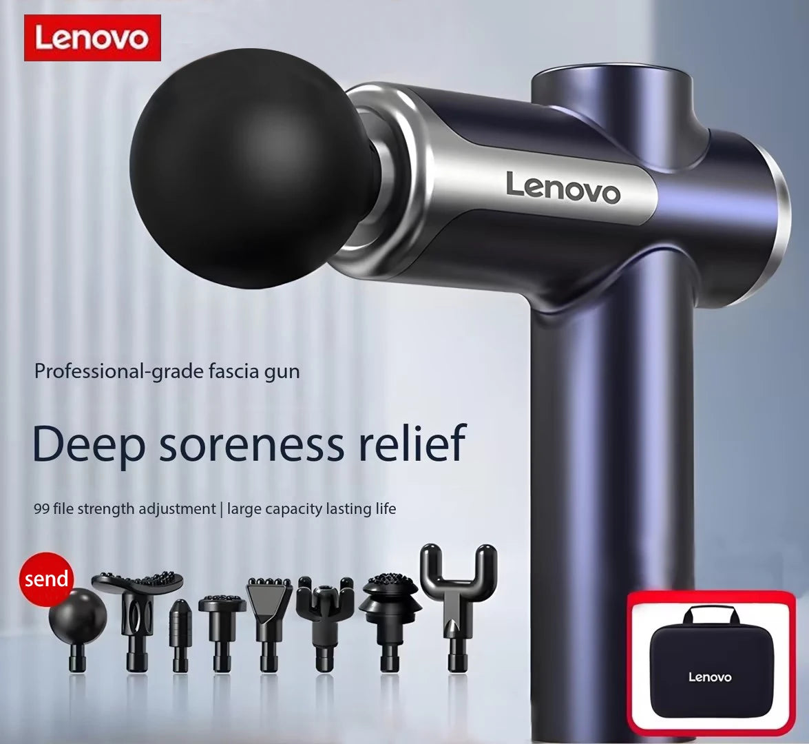 Lenovo Fascia Massage Gun | LED Touchscreen Deep Tissue Muscle Massager, Full-Body Recovery & Relief