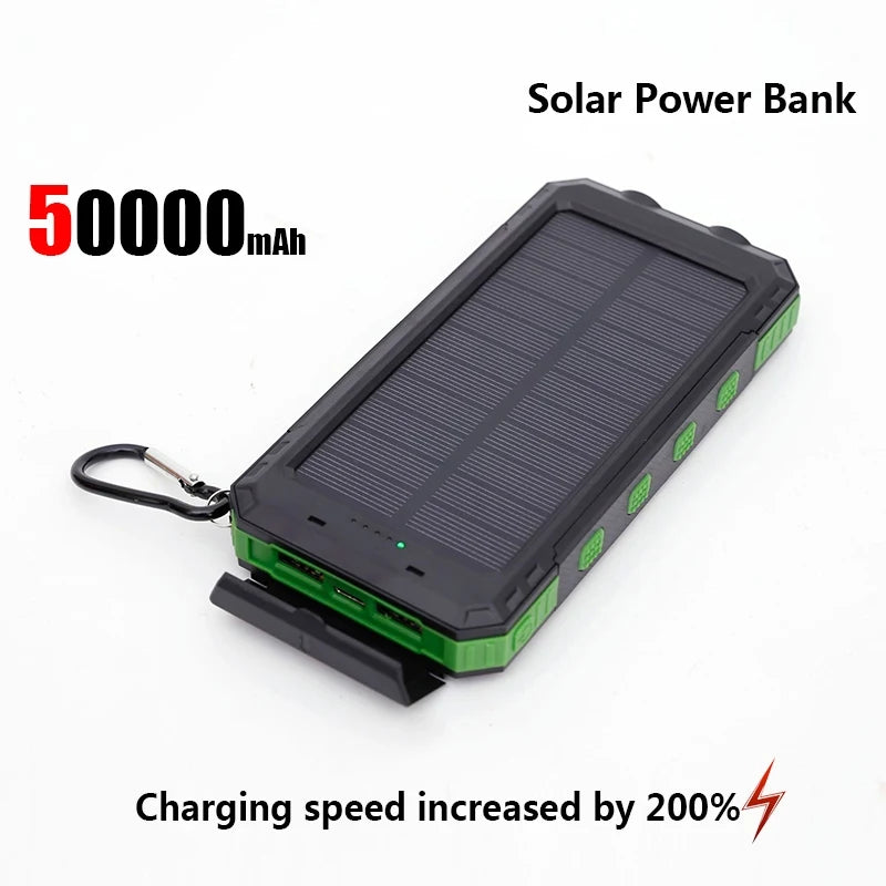 ONEPLUS 50000mAh Solar Power Bank – Fast Charge, LED Light, Outdoor USB Battery Charger