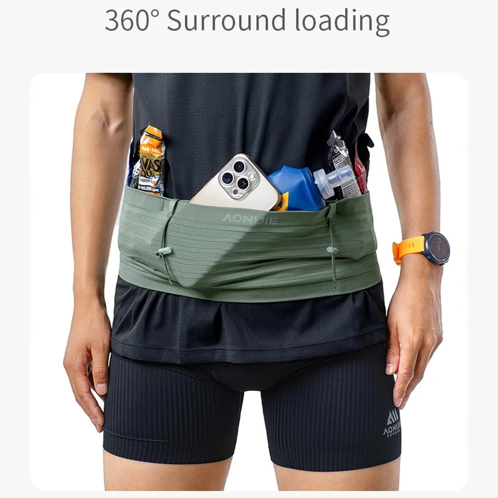 AONIJIE W8116 Woven Elastic Sports Waist Bag – Lightweight Race Number Belt for Running & Triathlon