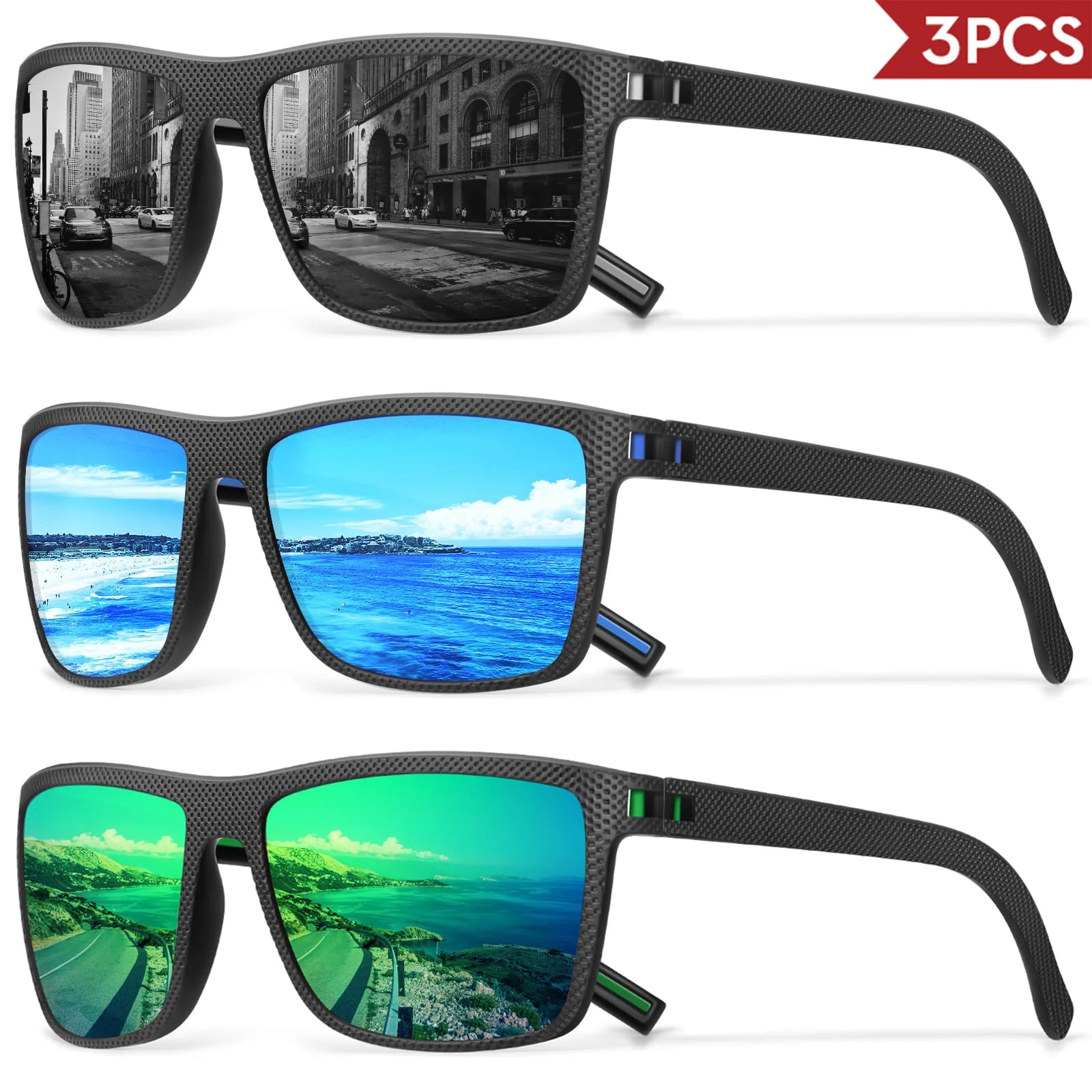 VEGUEROS Polarized Sunglasses UV400 Square Designer Shades for Men & Women