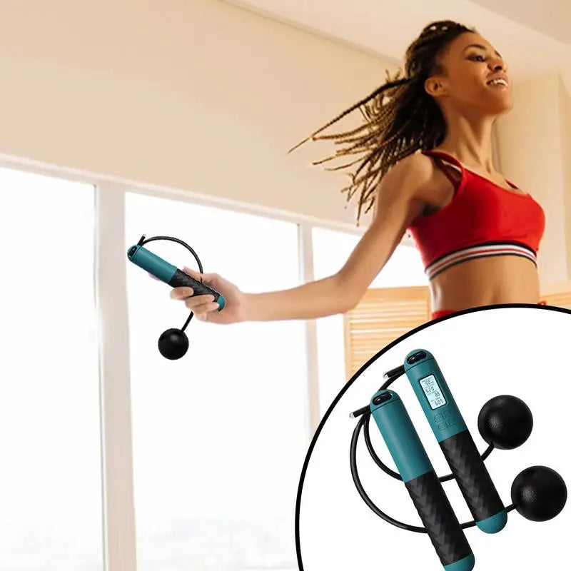 Cordless Weighted Jump Rope with Smart Counter | Ropeless Skipping for Home or Gym Fitness