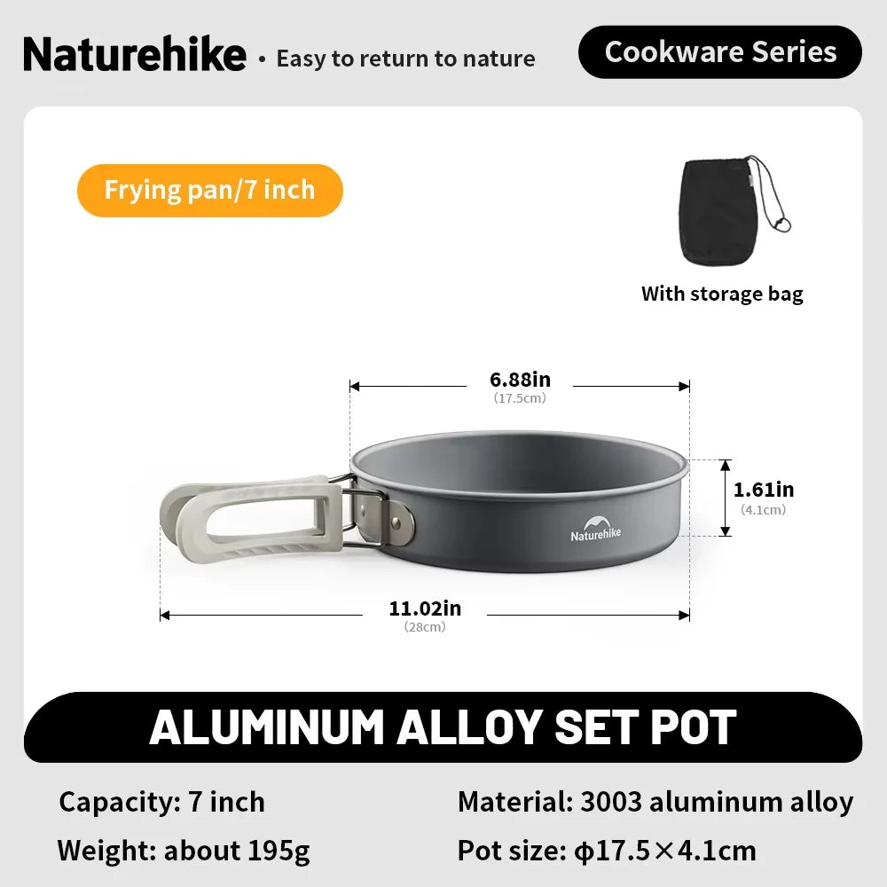 NATUREHIKE Camping Cookware Kit Portable Frying Pan Kettle Outdoor Cooking Set