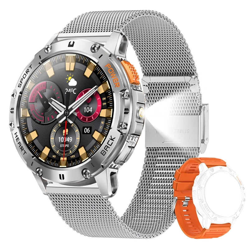 SUNKTA AMOLED Smart Watch for Men with Bluetooth Call, Fitness Tracking & Flashlight