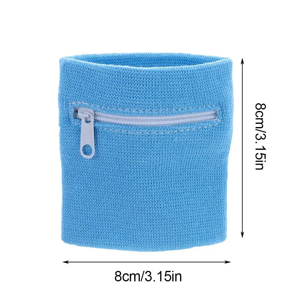 Sports Wristband with Zipper Pocket – Sweatband & Key Holder for Running, Cycling, Travel