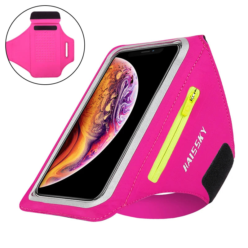 HAISSKY Running Sport Armband with Zipper Pocket for iPhone & Samsung