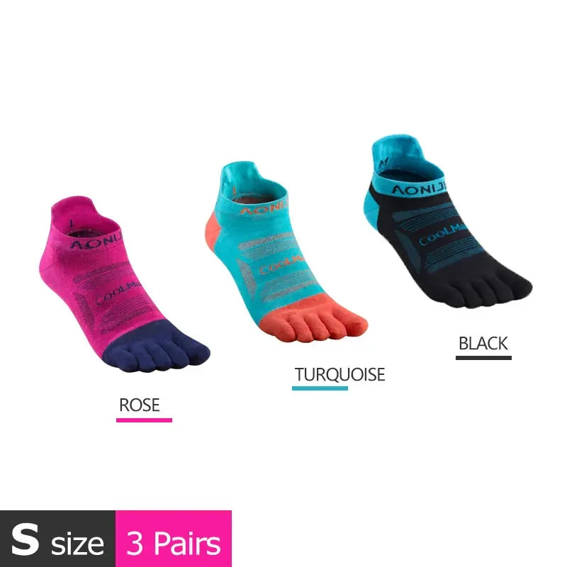 AONIJIE E4801/E4802 Five-Toe Running Socks Low Cut Athletic Toe Socks 3-Pack