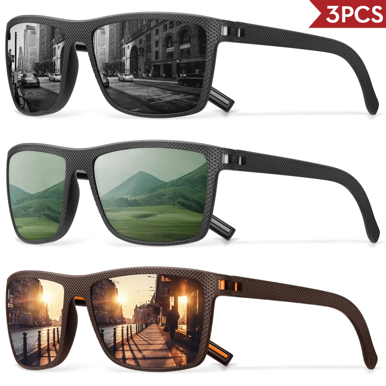 VEGUEROS Polarized Sunglasses UV400 Square Designer Shades for Men & Women