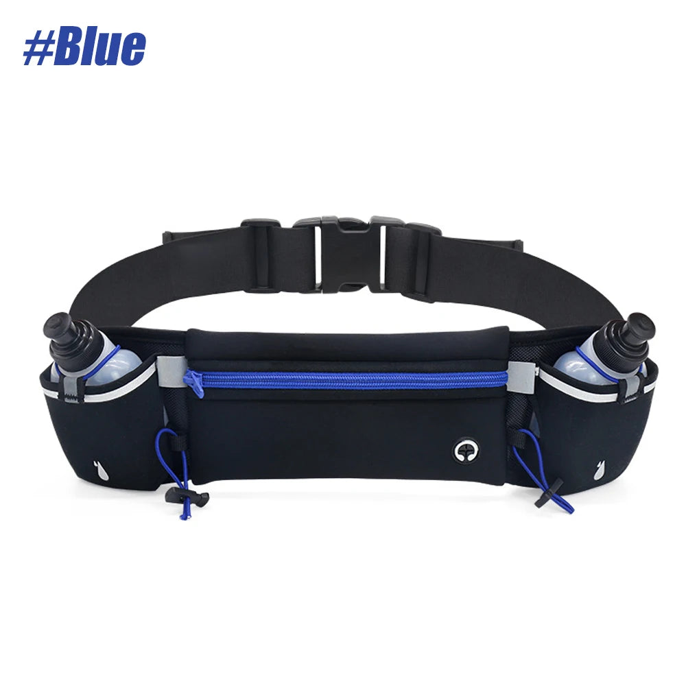 Multipurpose Running Belt with Two Water Bottles, Adjustable Waist Pack for Hiking, and Running