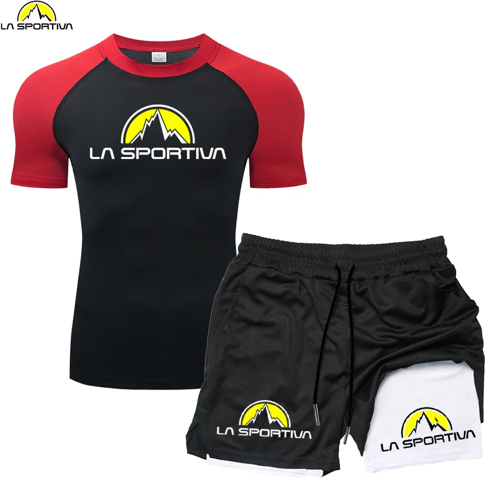 LA SPORTIVA Men’s Compression T-Shirt Set – Quick-Dry Two-Colour Fitness Top