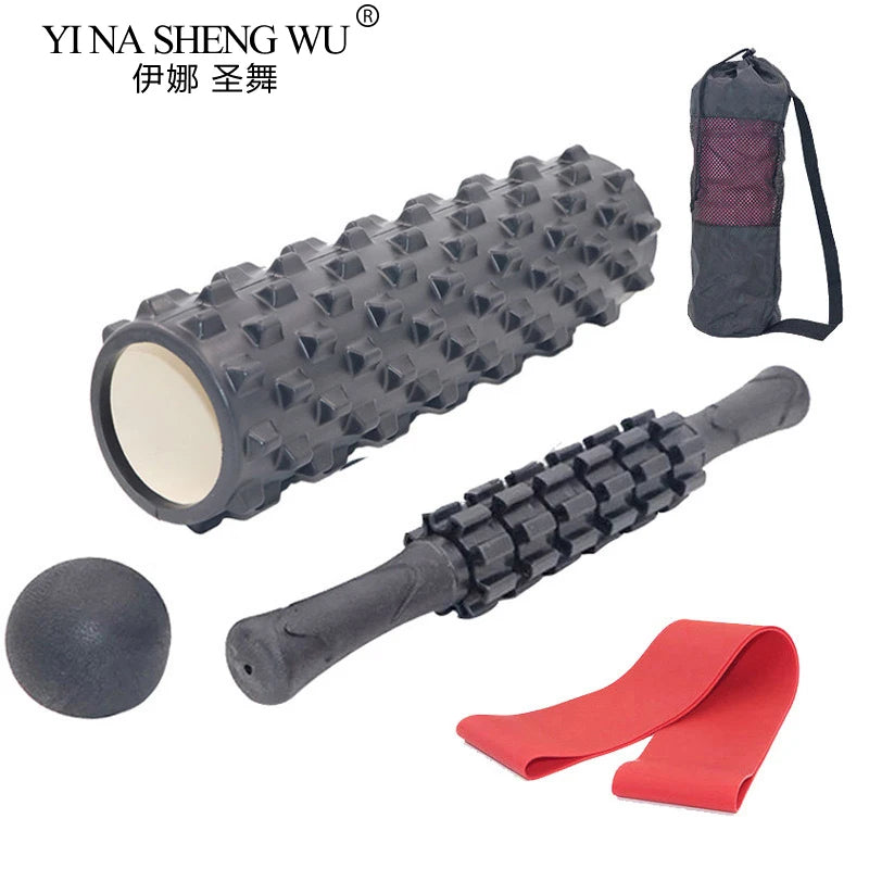 5-Pce Foam Roller Set | Deep Tissue Massage Kit with Column, Massage Stick, Fascia Ball & Band, 33cm