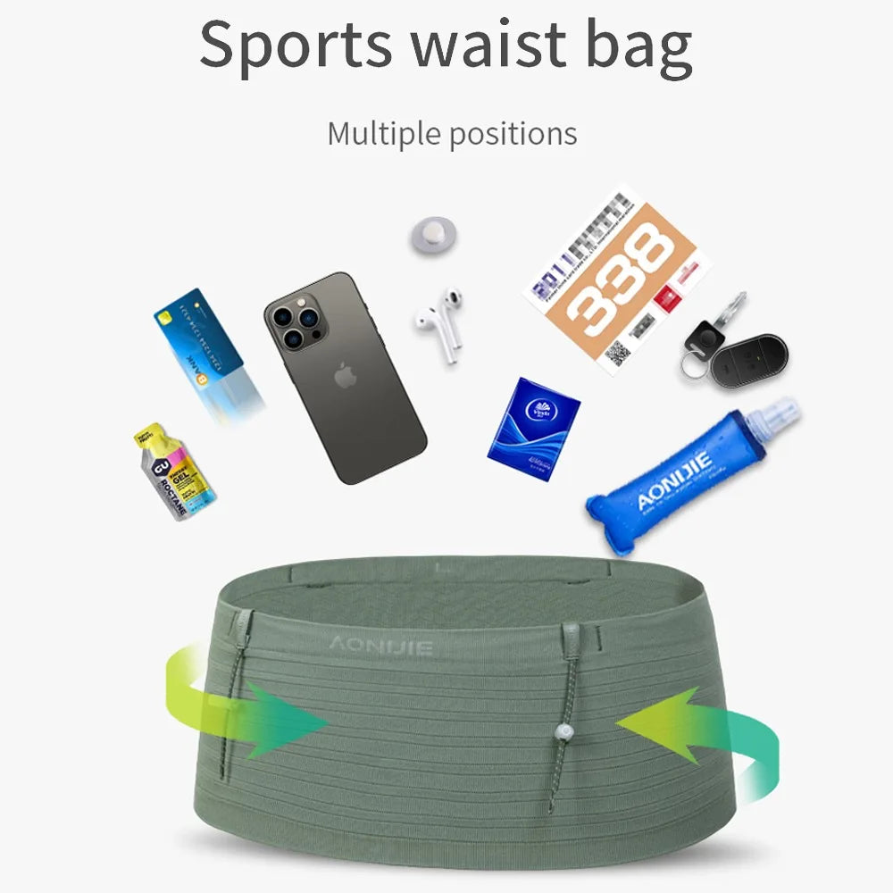 AONIJIE W8116 Woven Elastic Sports Waist Bag – Lightweight Race Number Belt for Running & Triathlon