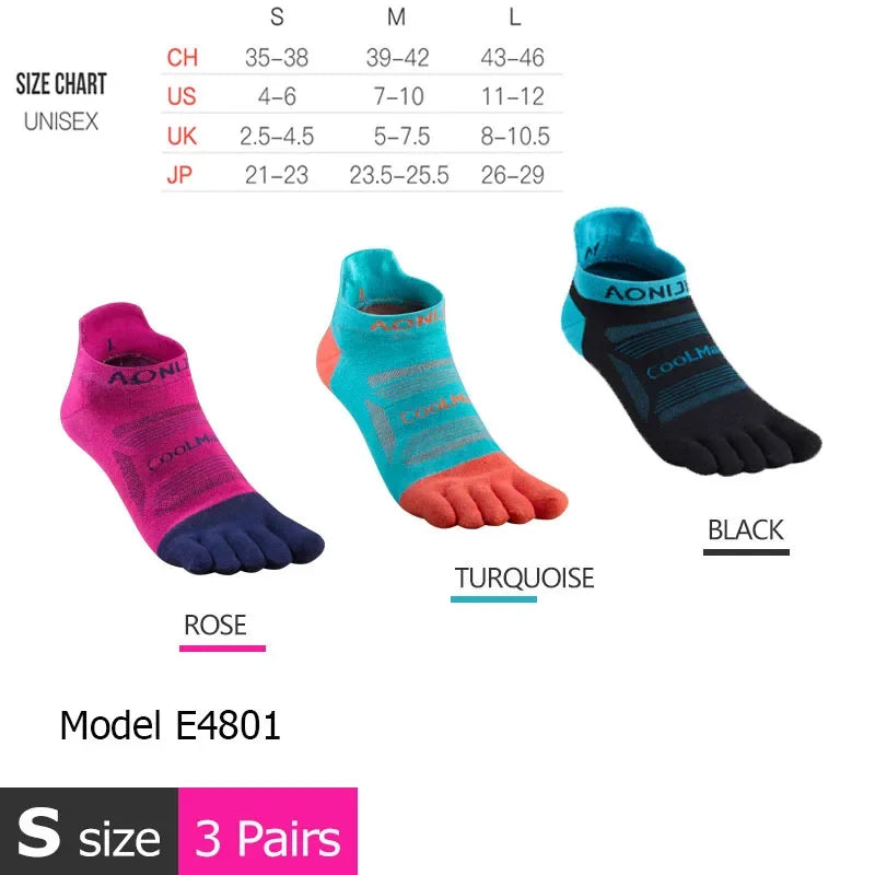 AONIJIE Five-Toe Running Socks Low Cut & Quarter Athletic Toe Socks