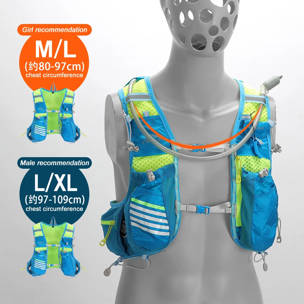 8L Hydration Running Vest Backpack with 1.5L Water Bladder & 500ml Bottles