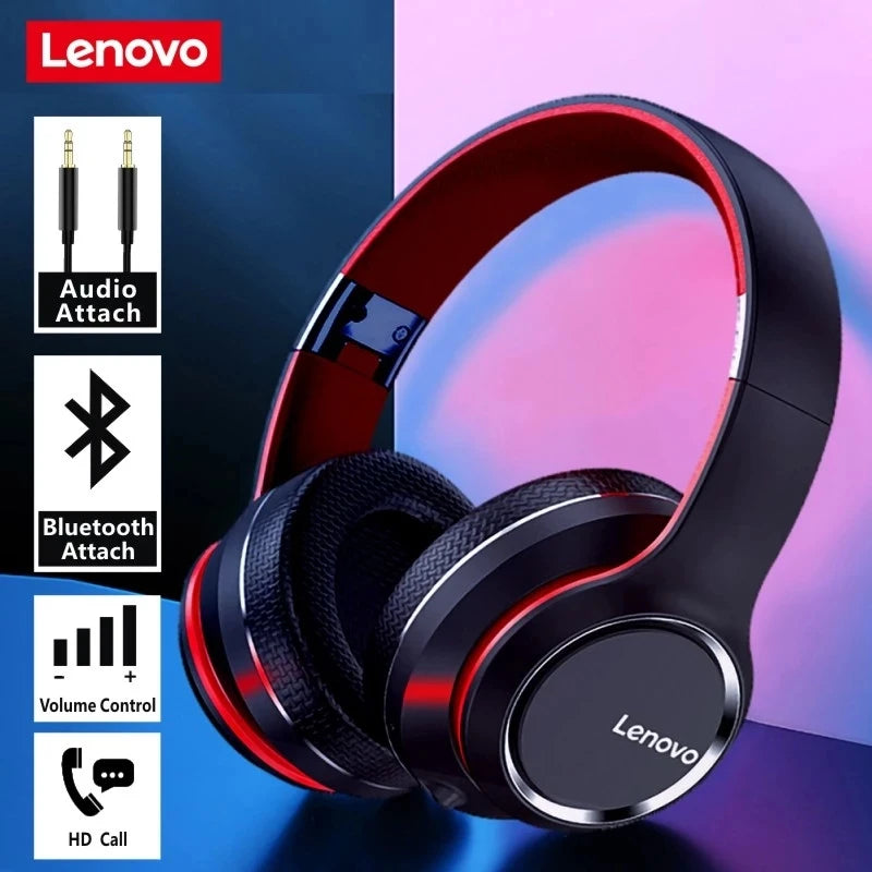 LENOVO HD200 Bluetooth Over-Ear Headphones – Foldable HiFi Gaming Headset with Noise Cancellation