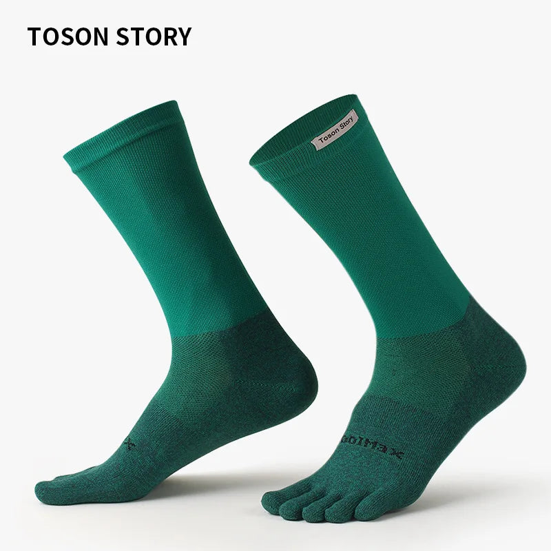 Men’s Five Finger Split Toe Sports Socks Anti-Odour Cotton Knee-High Running Socks