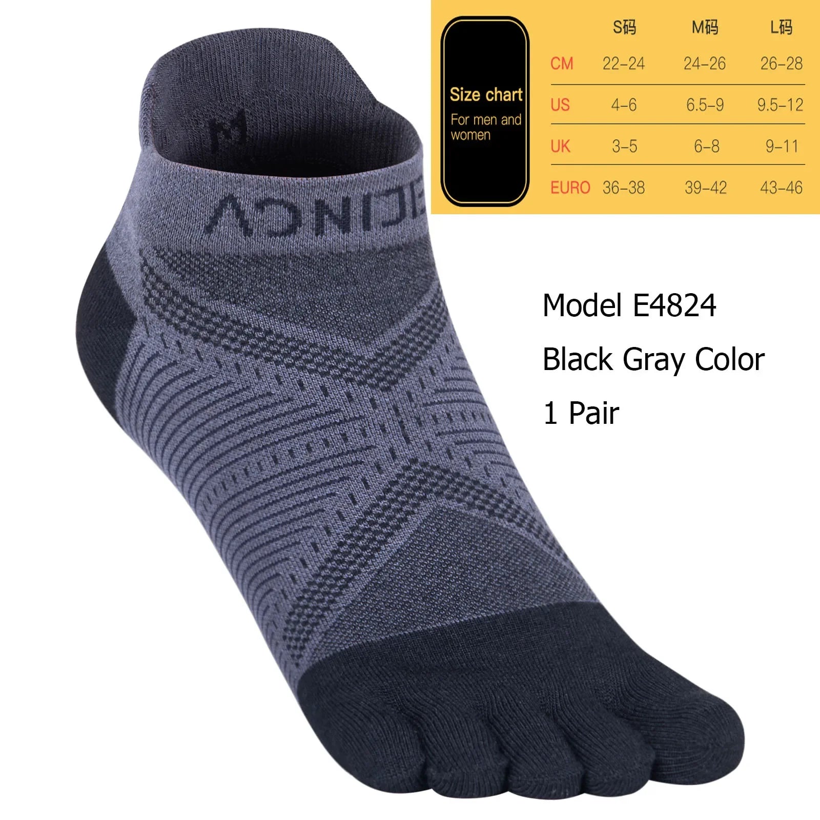 AONIJIE Five-Toe Running Socks Low Cut & Quarter Athletic Toe Socks