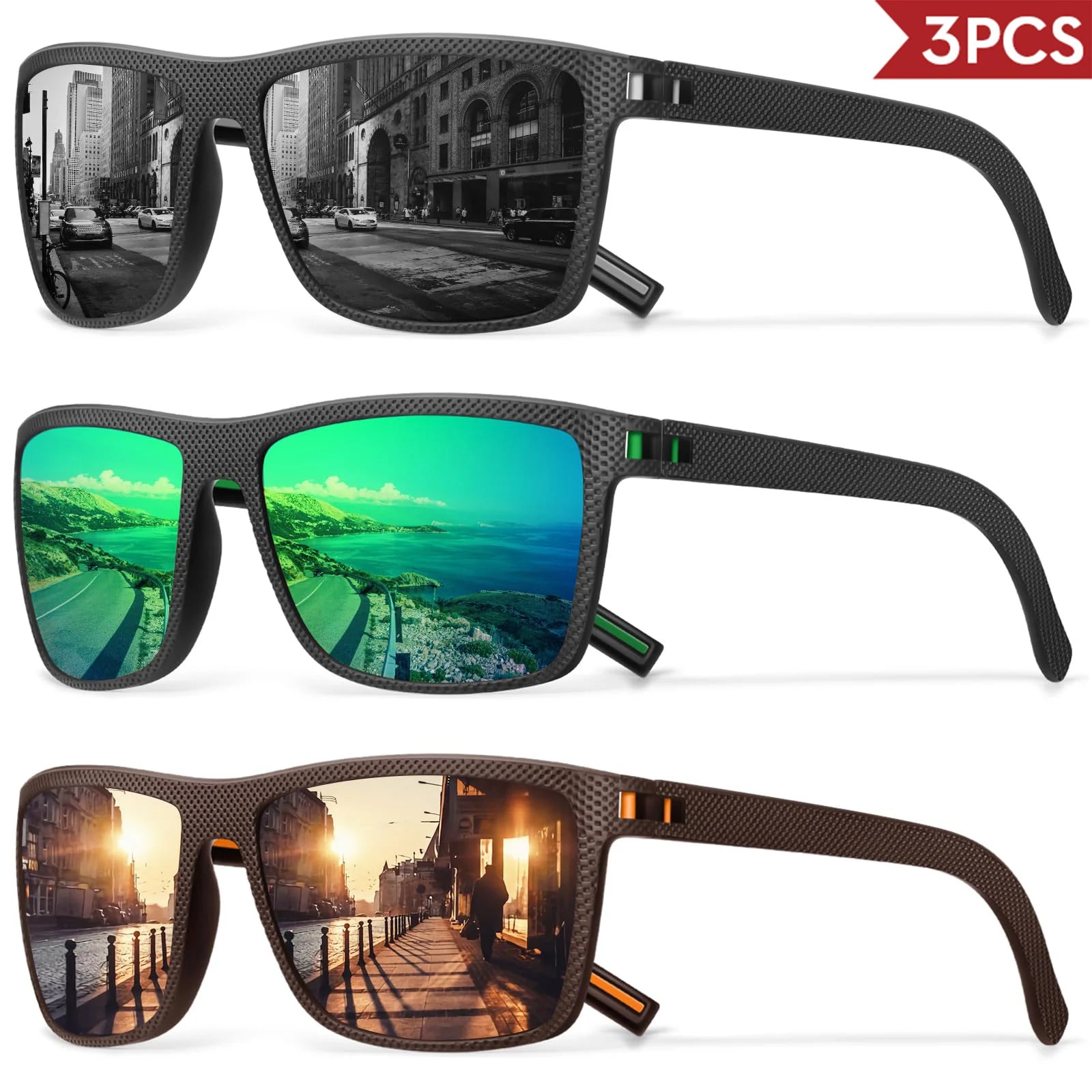 VEGUEROS Polarized Sunglasses UV400 Square Designer Shades for Men & Women