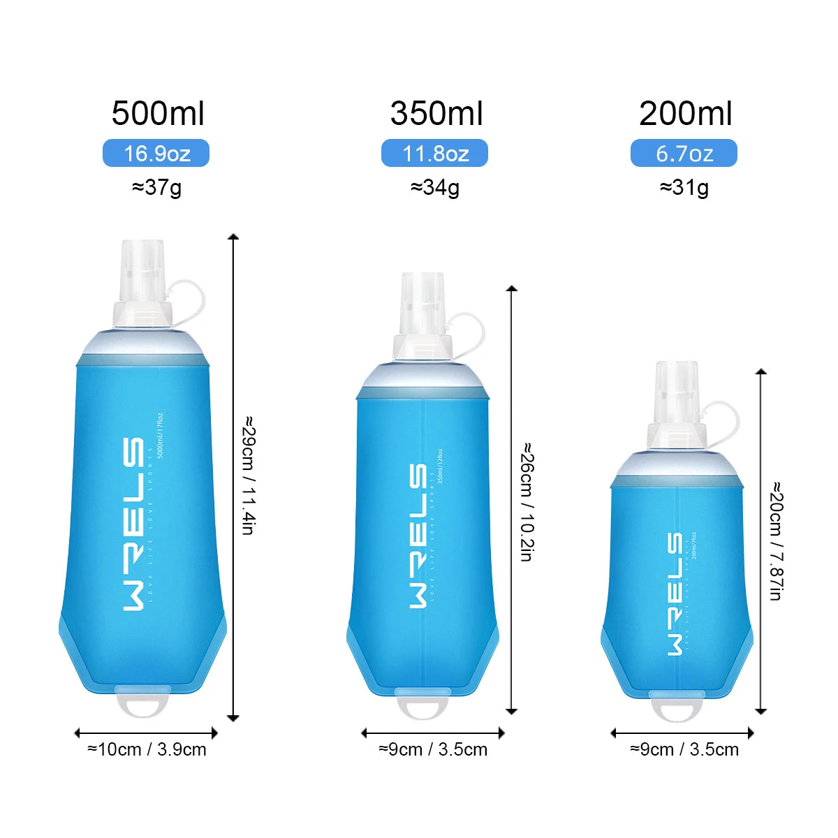 WRELS Outdoor Sport Water Bottle – Lightweight Foldable Soft Flask, BPA-Free for Running & Cycling