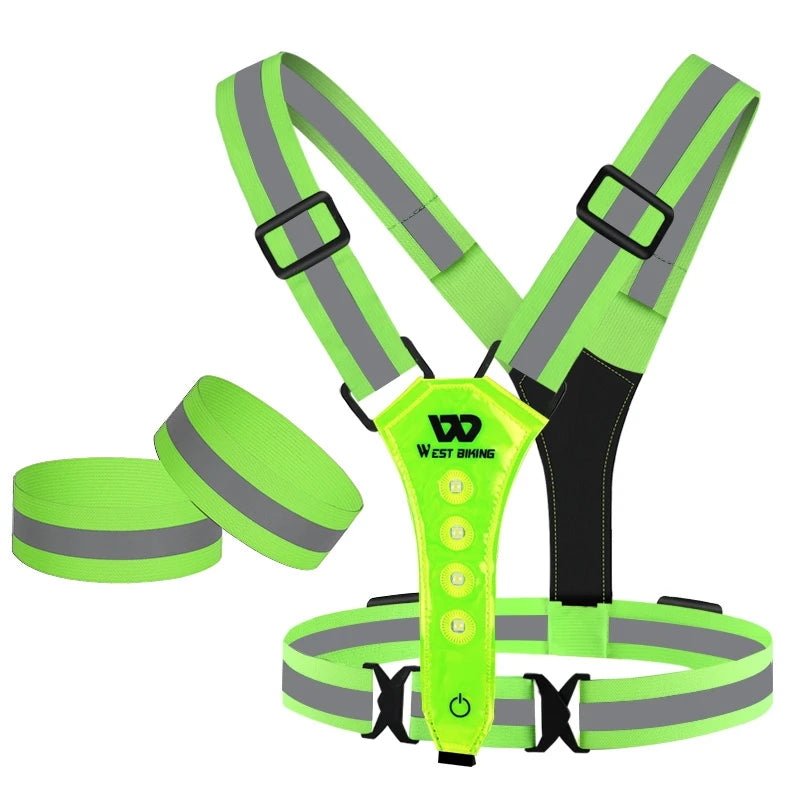 USB Rechargeable LED Reflective Vest | Adjustable High Visibility Safety Vest for Night Running