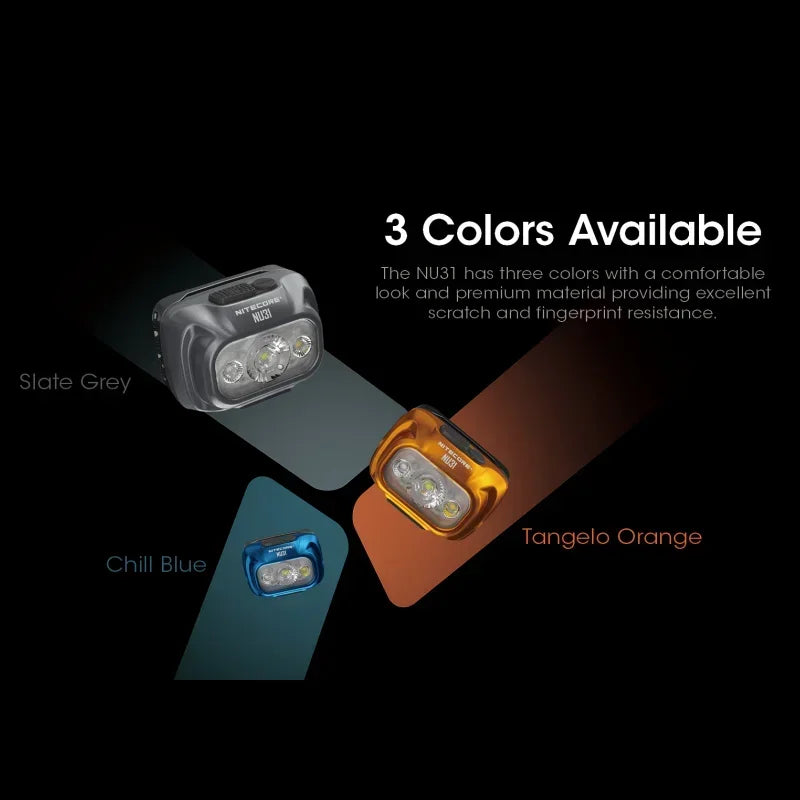 NITECORE NU31 Rechargeable Headlamp – 550 Lumens, Triple Output, Lightweight USB-C Headlight