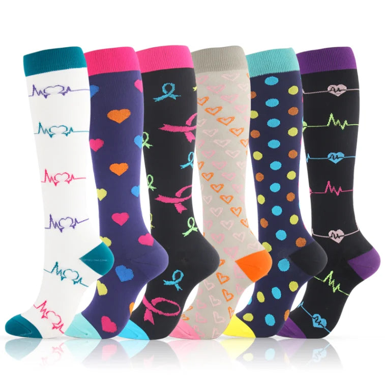 3/5/6 Pairs Compression Socks – Unisex Support for Running, Varicose Veins, Pregnancy & Sports