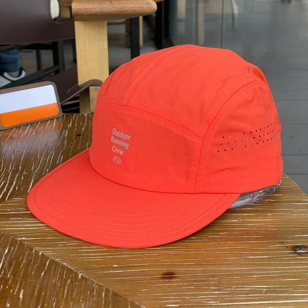 Colour Block 5 Panel Baseball Cap Embroidered Letter Quick Dry Breathable Sports Hat