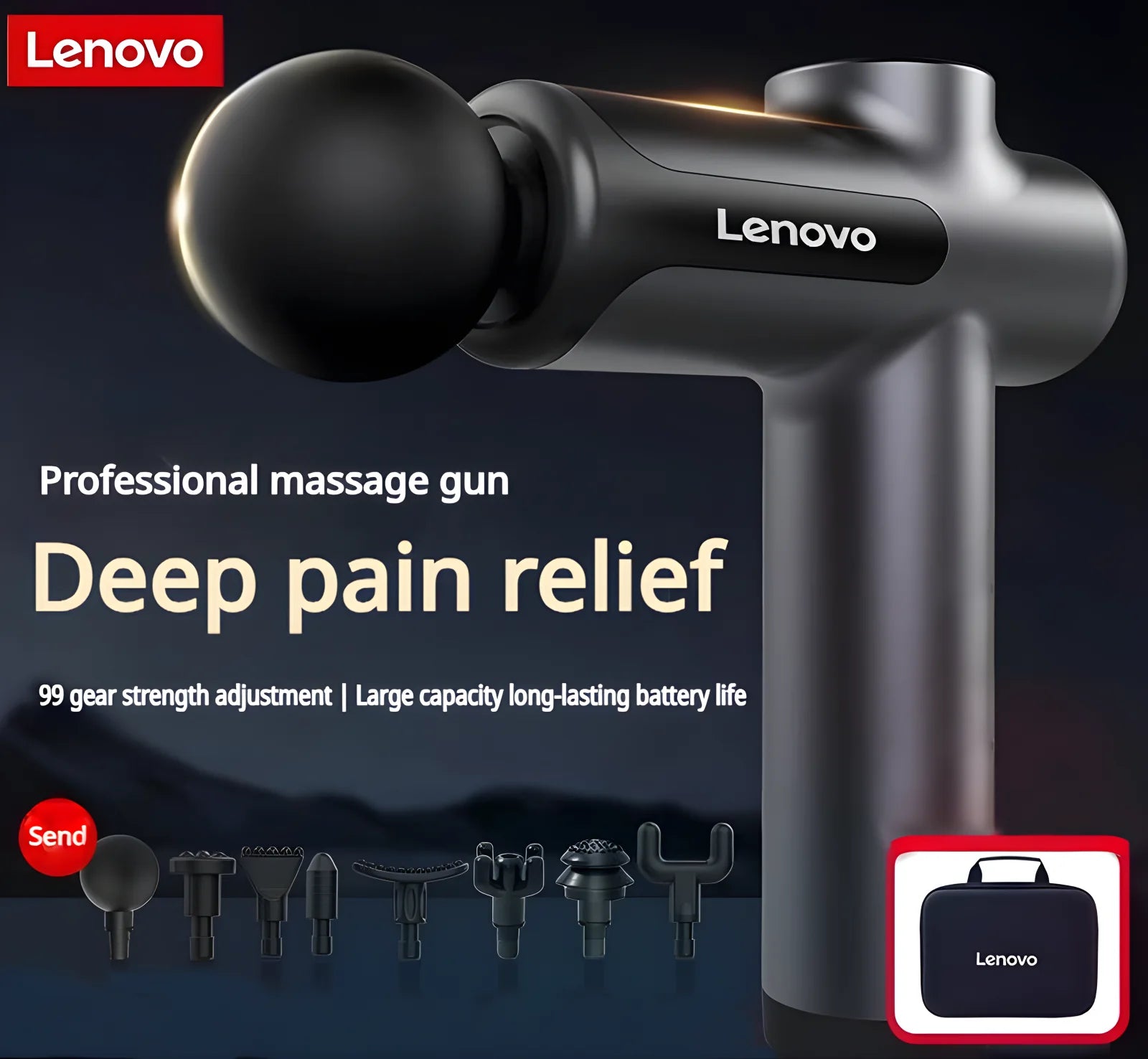 Lenovo Fascia Massage Gun | LED Touchscreen Deep Tissue Muscle Massager, Full-Body Recovery & Relief
