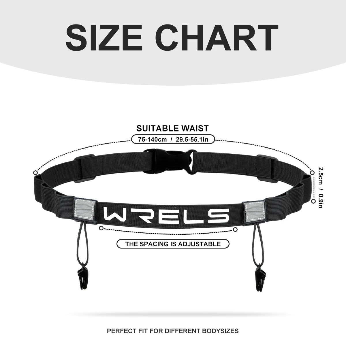 WRELS Race Number Belt Adjustable Elastic Triathlon Running Waist Strap