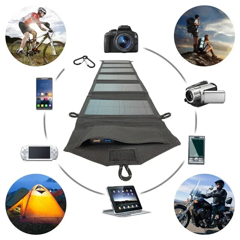 Foldable Solar Panel 20W Portable USB Charger Monocrystalline Outdoor Power