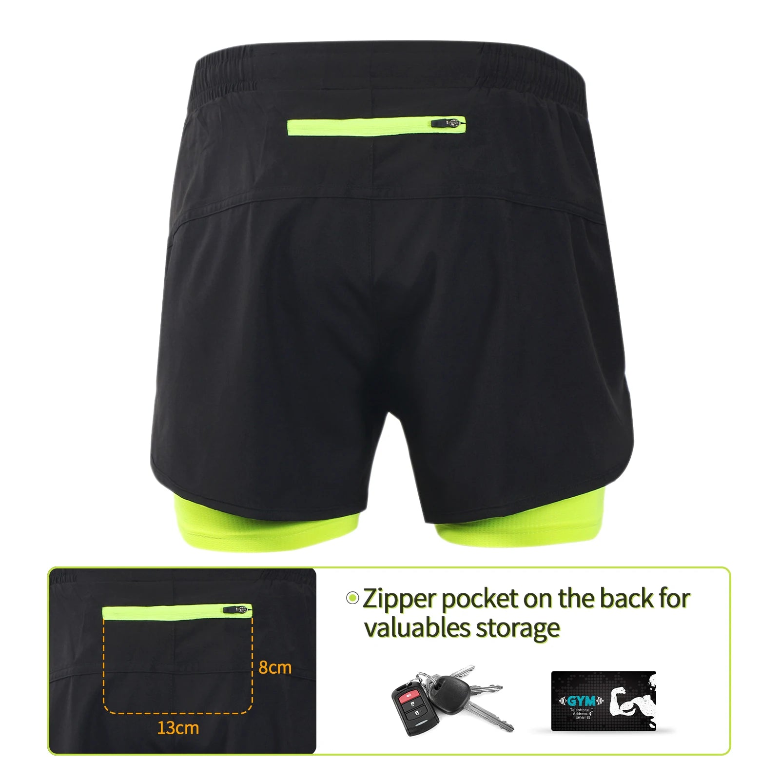 ARSUXEO Men's 2-in-1 Running Shorts with Compression Liner Quick Dry Gym Training Shorts